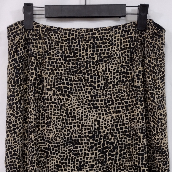 Vintage Cynthia Howie 100% Silk Skirt Womens 12 Black Tan Boho Retro 90s Y2K - Picture 5 of 7